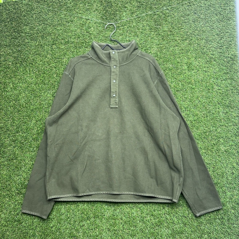 REI CO-OP Sweatshirt Mens 2XL Snap Hiking Double Knit Soft Comfy Outdoor Green